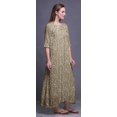 thumbnail image 4 of Bimba Robe de Nuit Maxi Brun Pâle à Motif Floral et Feuilles pour Femmes, Été, Imprimée, Très Grande, 4 of 5