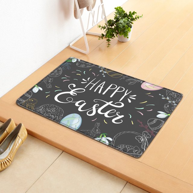 Wzzjkit Easter Door Mat - Super Absorbent Quick Dry Front Mats Bath Rug Rubber Backing Non Slip Washable Carpet - Easter Decorations Door Mat Outside Entrance
