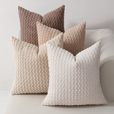 Ensemble de 4 Taies d'Oreiller en Tissage Doux, Format Standard, Respirantes, Douces pour le Visage, Taies Décoratives en Tissage