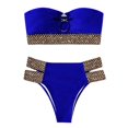 thumbnail image 1 of 2Pcs/Set Ring Connection Off Shoulder Bikini Set Bandeau Bra High Waist Briefs Swimwear Beachwear, 1 of 10