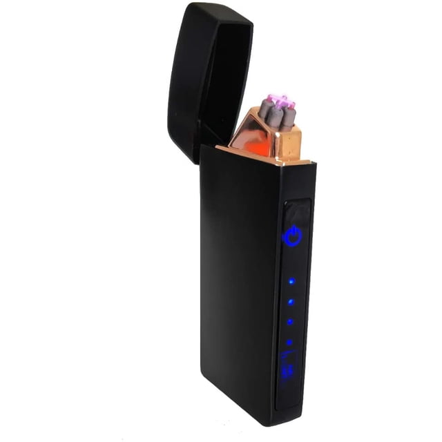 USB Plasma Lighter Flameless Electric Double ARC Dual Pulse Torch Rechargeable Lithium Power Battery (Infinity - Smooth Black)