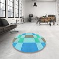thumbnail image 4 of Ahgly Company Tapis d'Intérieur Lavable à la Machine, Carré, Transitionnel, Bleu Ara Bleu Vert, Tapis de Zone, 4 Pieds Carré, 4 of 7