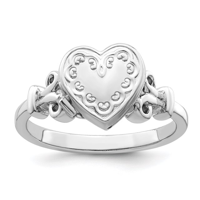 925 Sterling Silver Rhodium-plated 10mm Locket Ring