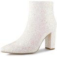 thumbnail image 1 of Unique Bargains Bottines Chelsea à Paillettes pour Femmes à Bout Pointu à Talon Bloc, 1 of 6