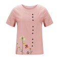 thumbnail image 4 of EQWLJWE Chemises pour Femmes Liquidation T-Shirts pour Femmes Femmes Manches Courtes Décontracté Col Rond Imprimé Ample Tunique à Boutons Chemise Blouse Hauts, 4 of 5