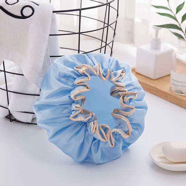 Uscallm Bonnet de Douche pour Femmes, Lot de 2, Double Couche, Bonnet de Shampoing Imperméable, Protection des Cheveux Épaissie, Résistant à l'Huile, Bonnets de Bain Réutilisables pour la Douche et la Natation