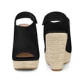thumbnail image 5 of BLISSFUL STEP Sandales à Talon Compensé à Bride Arrière, Bout Ouvert, Plateforme Espadrille, pour Femmes, Noir 6, 5 of 5