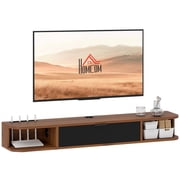 HOMCOM Meuble TV flottant de 47 po, Console murale multimédia, Noyer