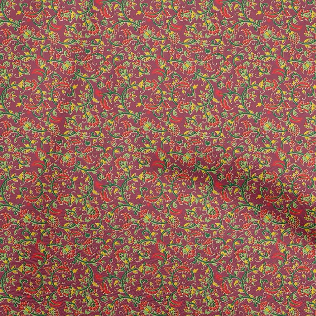 oneOone Polyester Spandex Dark Magenta Fabric Floral Sewing Craft Projects Fabric Prints By Yard 56 Inch Wide