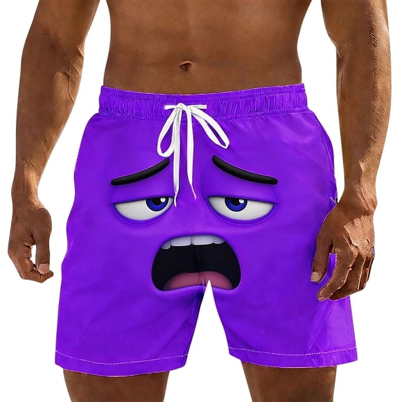 Men's Casual Shorts with Distinct Face Print Design for Everyday Wear Lightweight Breathable Summer Streetwear Ideal for Outdoor Activities