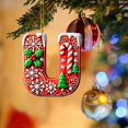 thumbnail image 1 of Hbdhejl 26 Pieces Red Letters Christmas Tree Decorations Candy Cane Letters With Berry Pattern Mini Alphabet Hanging Ornaments Party Home 2D Acrylic Christmas Tree, 1 of 4