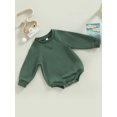 thumbnail image 3 of Faithtur Bébé Filles Garçons Sweat-Shirts Couleur Unie Manches Longues Col Rond Combinaisons Automne Hiver Bébé Bodys, 3 of 9