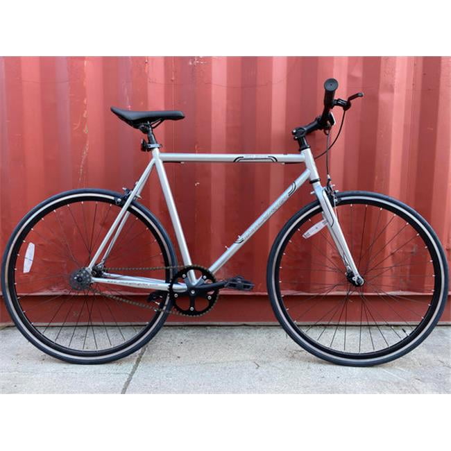 53 cm Hi-Ten Steel & Aluminum Frame Fixed Gear Road Bicycle, Chrome Silver