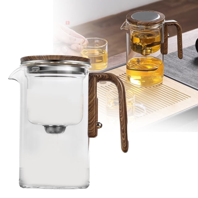 SuChun Glass Bottle Water Separation Glass Teapot With Wooden Handle Teapot Glass Teapot With Infuser Magical Teapot Glass Glass Teapot With Strainer Filter Teapot With Infusers