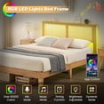 thumbnail image 4 of PIONEERWORKS Full Bed Frame with Natural Rattan Headboard, Platform Bed Frame Full Size with Storage Headboard, Mattress Foundation, Noise-Free, No Box Spring Needed, 4 of 6
