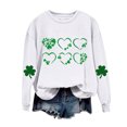 thumbnail image 3 of Tauxra Chandail à Col Rond à Manches Longues pour Femmes, Haut Décontracté à Enfiler avec Imprimé de Trèfle de la Saint-Patrick pour Femmes, Tenues de Fête des Fêtes, Tissu Doux en Polyester Teint au Fil, 3 of 5