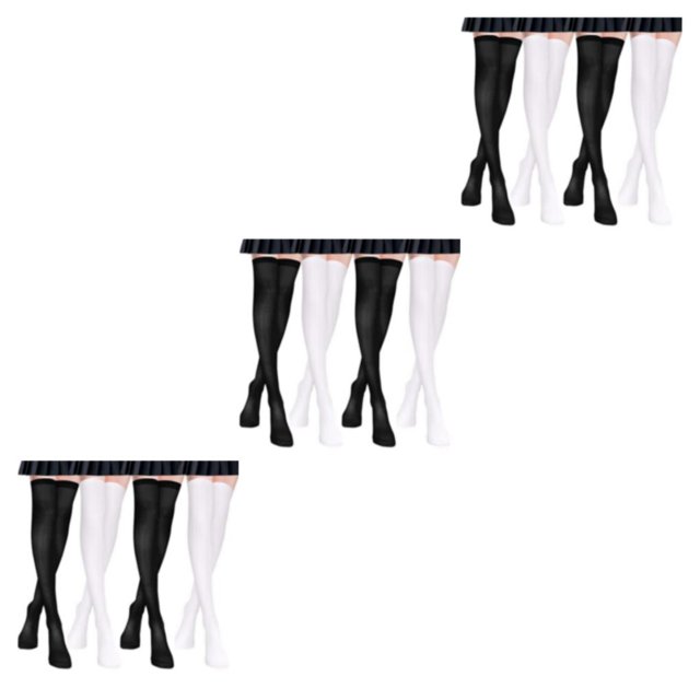 Transemion 4pairs Delicate Thigh High Stockings Hypoallergenic No Loose Thread All Body Shape Suitable 3Set