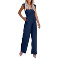 thumbnail image 1 of GDREDA Women Casual Jumpsuit Spring Summer Ruffled Straps High Waist Jumpsuit Solid Color Jumpsuit Wide Leg Trousers Jumpsuit Lace Jumpsuits for Women Evening, 1 of 5