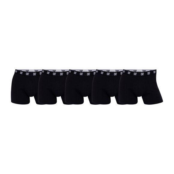 CR7 Boxeurs pour Hommes, Lot de 5 - Caleçons, Coton Biologique Extensible Noir P (Petit)