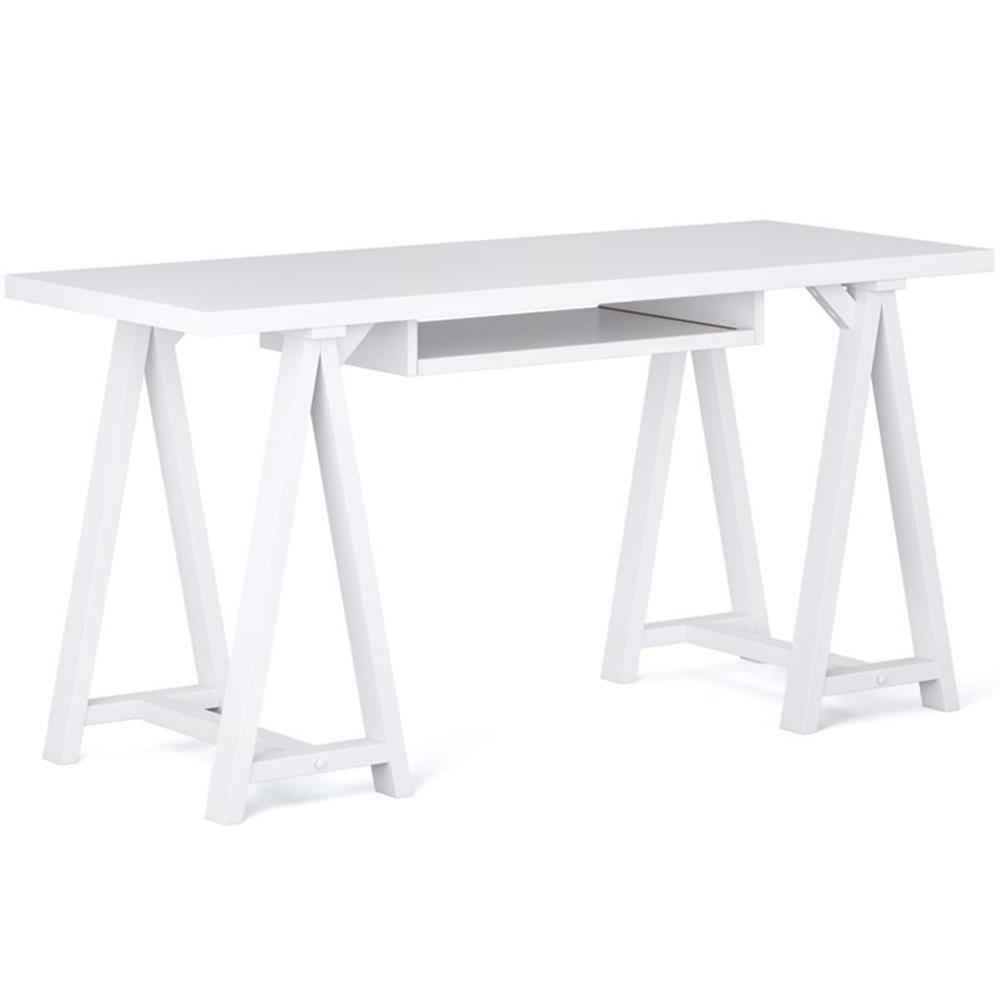 Afuera Living 60" Soild Wood Modern Industrial Computer Desk in White