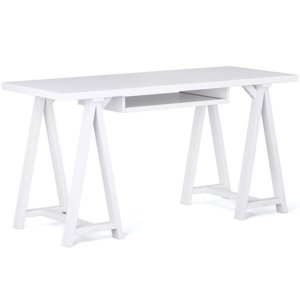 Afuera Living 60" Bois souillé Bureau d'informatique industriel moderne en blanc