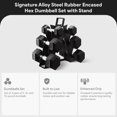thumbnail image 3 of BalanceFrom 60 lb Rubber Coated Iron Dumbbell Hex Weights Set with A-Frame Rack, Black, 3 of 10