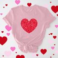 thumbnail image 1 of Meichang T-Shirts de la Saint-Valentin pour Femmes Hauts Mignons Imprimé Cœur Hauts Mignons Col Rond Manches Courtes Décontracté T-Shirts de Vacances Saint-Valentin, 1 of 6