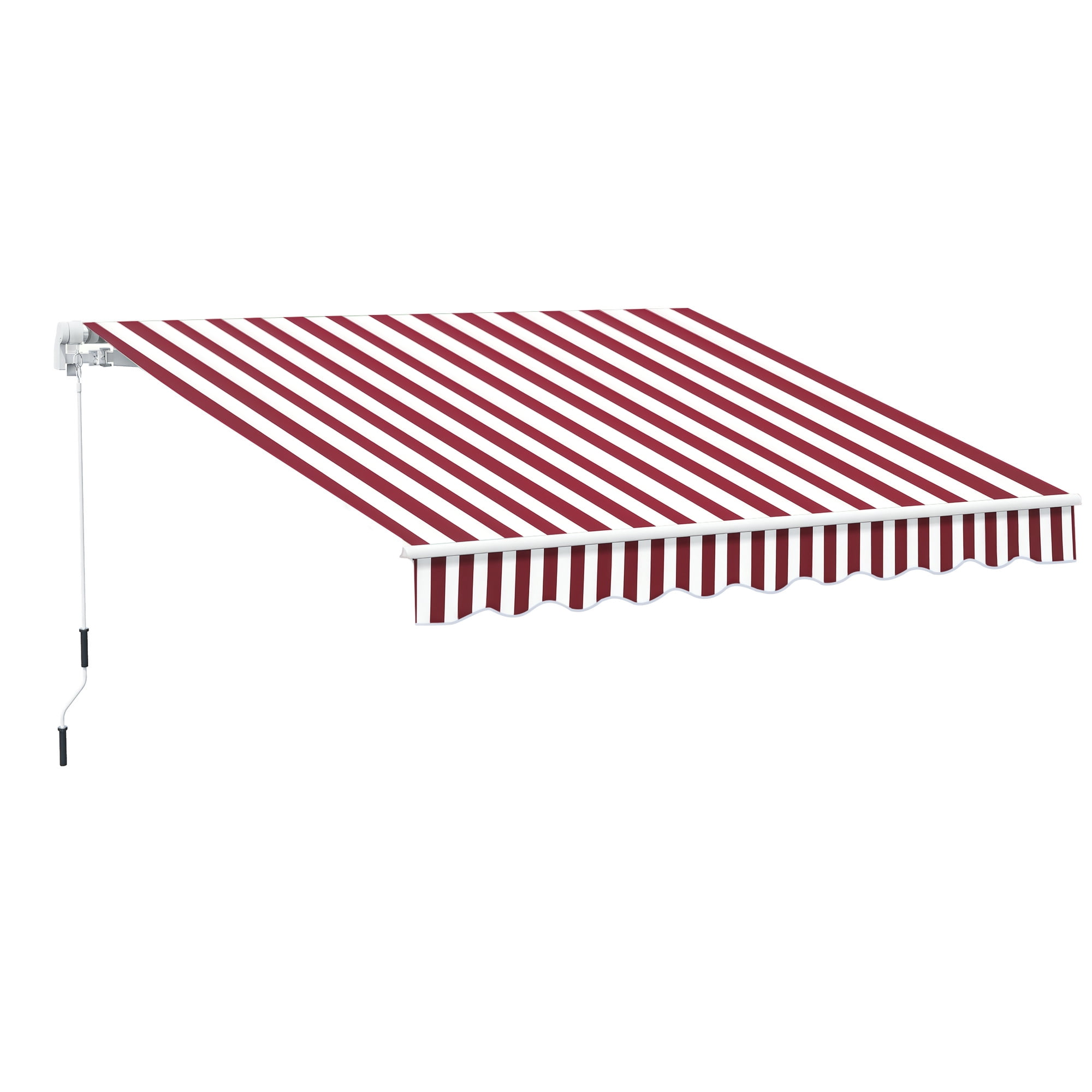 Outsunny Auvent Rétractable 10 Pieds x 8 Pieds avec Manivelle, Rayure Rouge Vin