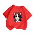 thumbnail image 3 of GDREDA Vêtements Fille Enfant Filles Mignon Mode Imprimé Col Rond Manches Courtes Tee Été Doux Ample T-Shirt Hauts Tee-Shirt Robes pour Fille Rouge, 2-4 Ans, 3 of 5