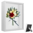 thumbnail image 1 of DEBGFS 8x10 inch Shadow Box Frame with Linen Back - Sturdy Rustic Memory Display Case of Flower Pictures Medals and More Tempered Glass,white,8" x 10", 1 of 8