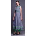 thumbnail image 3 of Bimba Robe Anarkali à Col Mandarin Imprimée Ikat Bleu Violacé pour Femme, Kurta Ethnique Indienne, Très Grand, 3 of 6