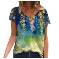 thumbnail image 1 of T-shirts à Manches Courtes Imprimés à Col en V pour Femmes Grande Taille Tee T Shirt Blouse, 1 of 5