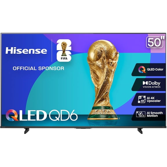 Hisense Téléviseur Intelligent QLED Série QD6QV 4K UHD de 50 Pouces 50QD6QV Dolby Vision HDR VIDAA OS Téléviseur de Jeu - Boîte Ouverte
