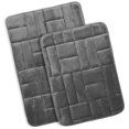 thumbnail image 1 of Clara Clark Bathroom Rugs, Velvet Memory Foam Bath Mat, Ultra Soft Non Slip and Absorbent - Tiled - Set of 2 - Gray, 1 of 6