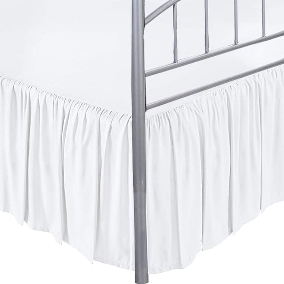 LINEN BEDDING Jupe de Lit Gris Pâle Unie Grand à Volants, Retombée de 15 Pouces, Coins Fendus, avec Jupe de Lit Plateforme, Ajustement Facile, Style Froncé, Jupe de Lit à Volants 3 Côtés Format Grand Gris Pâle