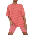 thumbnail image 2 of Ensemble de Pyjama pour Femmes, Haut à Manches Courtes en Laitue Unie avec Short, Ensemble de Pyjama, Cadeaux pour Femmes, m, 2 of 5