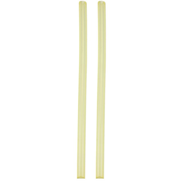 High Quality Polyurethane Round Hollow PU Rod Yellow with 20mm outer diameter, 8mm inner bore, and 500mm length. The image shows two lightweight, corrosion-resistant rods with exceptional impact resistance and thermal insulating properties, suitable for use as die springs or shock absorbers in machinery.