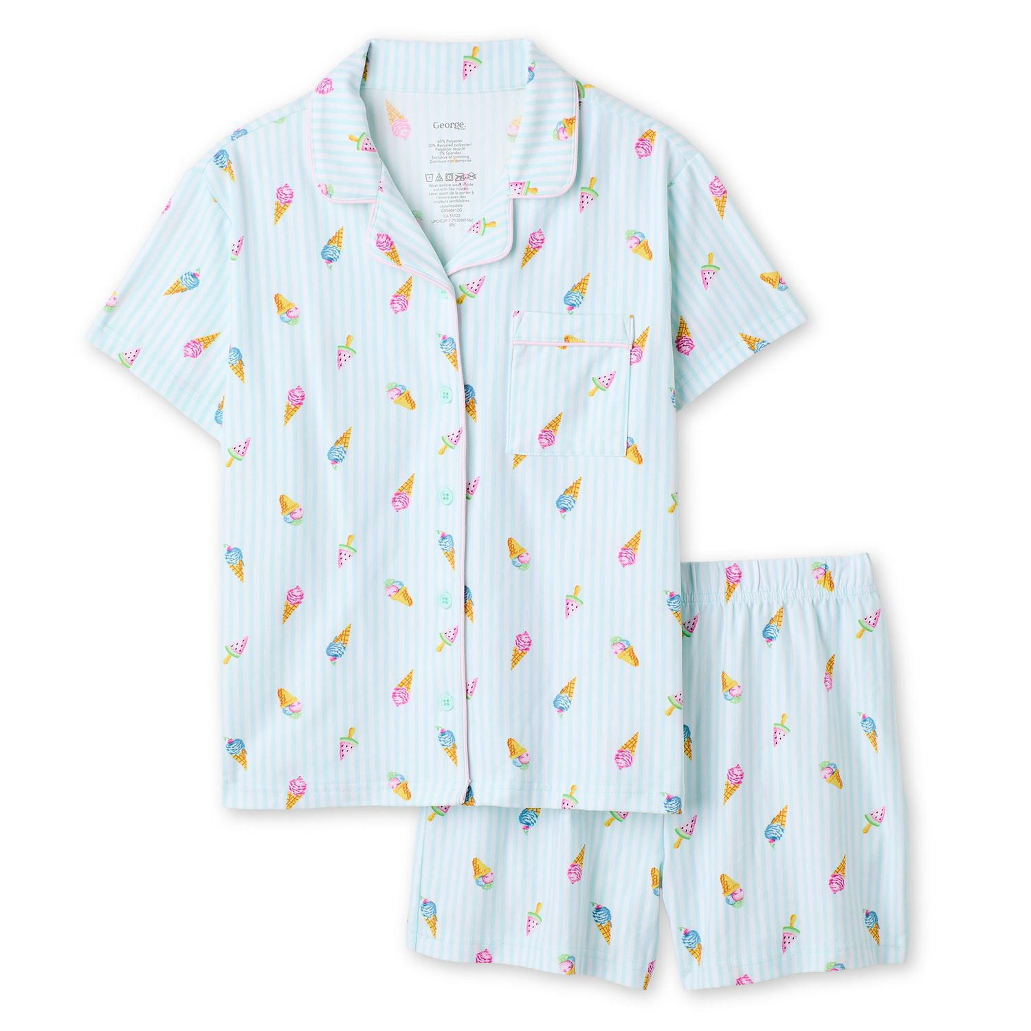 George Girls' Two Piece Lush Knit Pajama Set