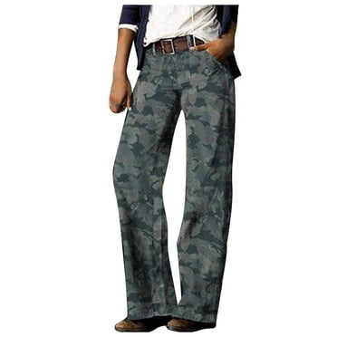Levmjia Women's Pants Fashion Comfortable Printed Straight Jeans Casual Trousers Pants
