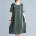 thumbnail image 5 of Mefallenssiah Mode de Couleur Unie des Femmes Grande Taille Jupe Vintage Robe de Coton et de Lin, 5 of 5