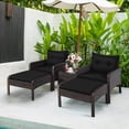 thumbnail image 4 of Costway 5PCS Patio Rattan Wicker Furniture Set Sofa Ottoman Coffee Table Cushioned Black, 4 of 10