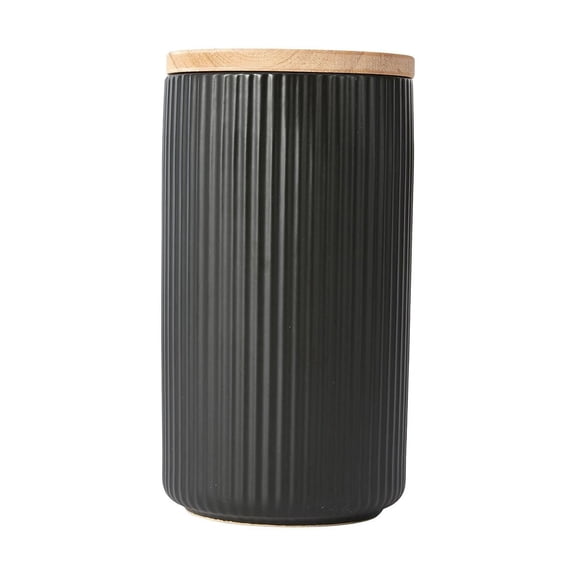 Anko Large Black Ribbed Canister
