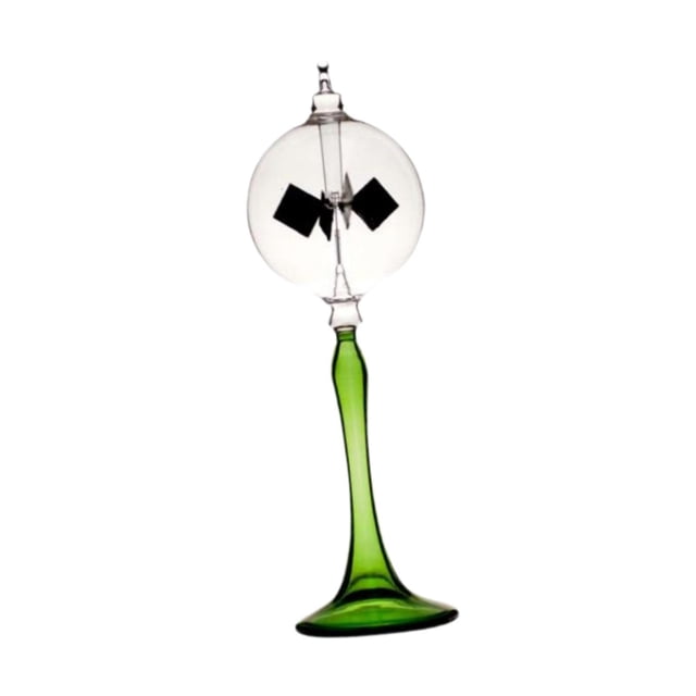 ziyahi Solar Crookes Radiometer Glass Desktop Ornament Entrance Yellow for Shelf Bookshelf Green 9x21 cm