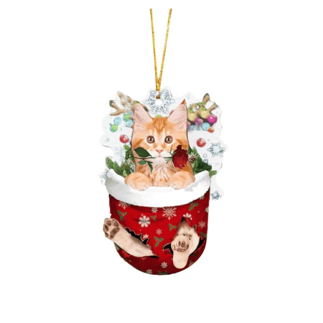 Christmas Decorations Acrylic Stockings for Cats - Tree Hangs Festive Crafts Unique Holiday for Home Decoration