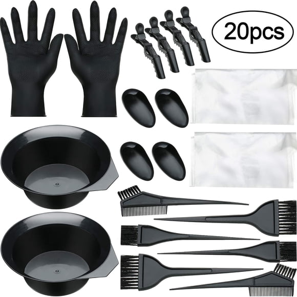 20pcs Hair Dye Kit Hair Coloring Set Salon Tools Hair Color Mixing Cape Tint Brush