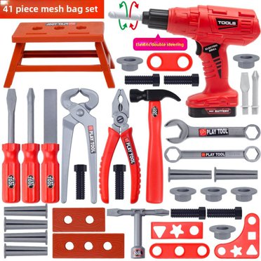 Ensemble d'Outils de Jeu d'Imitation pour Enfants avec Perceuse Électrique, Scie et Tournevis - Jouets de Simulation de Réparation de 41 Pcs pour 4 à 6 Ans, Ensemble de Construction Éducatif en Plastique Améliorant les Fonctions Cognitives et Motrices