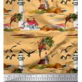 thumbnail image 1 of Soimoi Cotton Duck Fabric Lighthouse,Bird & Tree Nature Printed Fabric 1 Yard 42 Inch Wide, 1 of 4