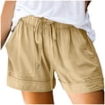 thumbnail image 2 of Pisexur Womens Shorts Solid Color Elastic Waist Shorts Summer Casual Adjustable Drawstring Shorts Quick Dry Gym Yoga Workout Shorts Comfy Loose Linen Shorts Plus Size Shorts with Pockets S-5XL, 2 of 7