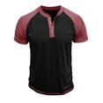 thumbnail image 4 of EOYWHK Mens Henley Shirts Retro Business Shirts Color Blocked Raglan T-Shirt Loose Fit Button Up Work Office Tops Flyer, 4 of 6