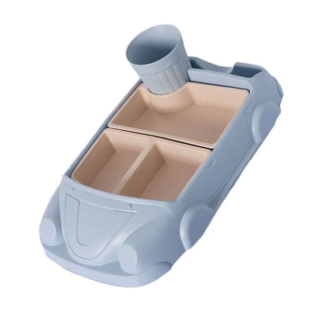 CJiaWei Car Shaped Tableware Set For Kitchen And Dining Table Car Dinner Tray Fiber Plastic For Boys And Girls With Separate Plates Cutlery And Water Cup
